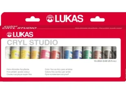 Best Lukas Cryl Studio Acrylfarben-Set 12 x 20 ml Tuben im Karton-Etui