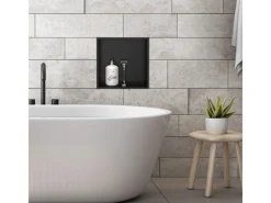 Sale LuxeBath Wandnische aus Edelstahl 30x30x10 cm Schwarz Duschnische mit Rahmen