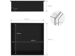 Sale LuxeBath Wandnische aus Edelstahl 30x30x10 cm Schwarz Duschnische mit Rahmen