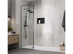 Hot LuxeBath Wandnische aus Edelstahl 20x30x10 cm Schwarz Duschnische mit Rahmen