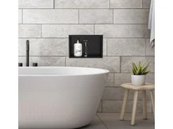 Hot LuxeBath Wandnische aus Edelstahl 20x30x10 cm Schwarz Duschnische mit Rahmen