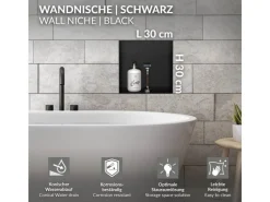 LuxeBath Wandnische aus Edelstahl 30x30x10 cm Schwarz Duschnische Einbauregal
