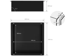 LuxeBath Wandnische aus Edelstahl 30x30x10 cm Schwarz Duschnische Einbauregal