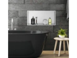 LuxeBath Wandnische Edelstahl 60x30x10 cm Silber Duschnische Rahmen Einbauregal