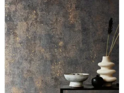 Outlet Marburg Vliestapete in Leicht Glänzender Betonoptik Uni Schwarz-Kupfer FSC®