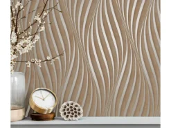 Outlet Marburg Vliestapete mit Geschwungenen Glänzenden Streifen Muster Braun FSC®