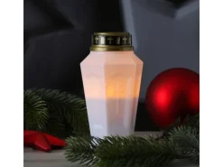 Discount MARELIDA LED Grablicht Grabkerze Grableuchte Orange Flackernd Timer H 15,5cm Weiß