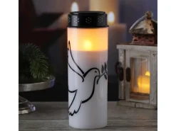 New MARELIDA LED Grablichter Grabkerzen Taube Friedhof Trauerlicht Gedenklicht 21cm 2er Set