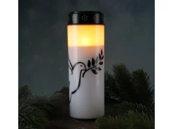 New MARELIDA LED Grablichter Grabkerzen Taube Friedhof Trauerlicht Gedenklicht 21cm 2er Set