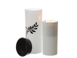 New MARELIDA LED Grablichter Grabkerzen Taube Friedhof Trauerlicht Gedenklicht 21cm 2er Set