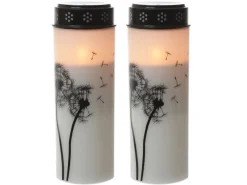 MARELIDA LED Grablichter Grabkerzen Pusteblume Friedhof Trauer Gedenklicht 21cm 2er Set