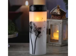 MARELIDA LED Grablichter Grabkerzen Pusteblume Friedhof Trauer Gedenklicht 21cm 2er Set