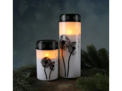 MARELIDA LED Grablichter Grabkerzen Pusteblume Friedhof Trauer Gedenklicht Timer 2er Set