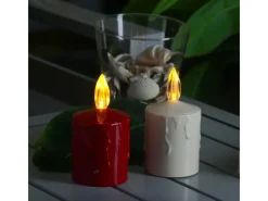 MARELIDA LED Kerze Grabkerze Grablicht Für Laternen H 11,5cm Lichtsensor Bis 500h Beige