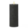 MARELIDA LED Kerze LINA Rustik Optik Echtwachs Stumpenkerze Flackernd Timer H 19cm Grau