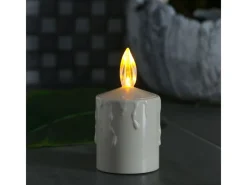 MARELIDA LED Kerzen Grabkerze Grablicht Für Laternen H 11,5cm Sensor Bis 500h Beige 2St