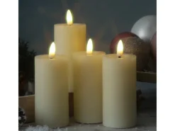 Outlet MARELIDA LED Kerzenset LINA Rustik Optik Für Adventskranz H 12,5cm Timer Creme 4er Set