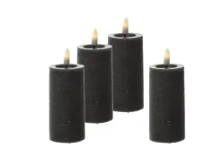 MARELIDA LED Kerzenset LINA Rustik Optik Für Adventskranz H 12,5cm Timer Grau 4er Set