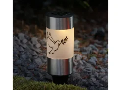 MARELIDA LED Solar Grablichter Grabkerzen Taube Erdspieß Grableuchte Gedenkkerze 2er Set