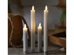 MARELIDA LED Stabkerzen Tafelkerzen Spitzkerzen Echtwachs Rustik Optik H 15cm Weiß 2St