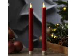 Online MARELIDA LED Stabkerzen Tafelkerzen Spitzkerzen Echtwachs Rustik Optik H 24,5cm Rot 2St
