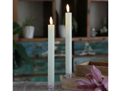 Best MARELIDA LED Stabkerzen Tafelkerzen Spitzkerzen Echtwachs Rustik Optik H 24cm Creme 2St