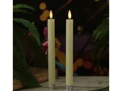 Best MARELIDA LED Stabkerzen Tafelkerzen Spitzkerzen Echtwachs Rustik Optik H 24cm Creme 2St