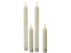 Best MARELIDA LED Stabkerzen Tafelkerzen Spitzkerzen Echtwachs Rustik Optik H 24cm Creme 2St