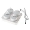 MARELIDA LED Teelichter 4 Stück Mit Ladestation USB Wiederaufladbar D 4cm Flackernd Weiß