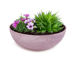 matches21 HOME&HOBBY Pflanzschale für Draussen in Alt-Rosa Marmoriert 20 x 7,5 cm