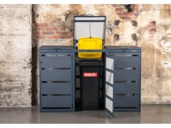 MBOX24 Classic Mülltonnenbox für 4 Mülltonnen (240L) aus Verzinktem Stahl 4er Metall Mülltonnenverkleidung in Anthrazit Robust & Wetterfest