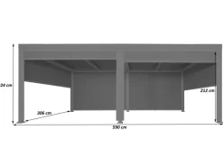MCW Alu Pergola L41 mit 6x Seitenwand 3x6m