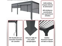 MCW Alu Pergola L41 mit 6x Seitenwand 3x6m