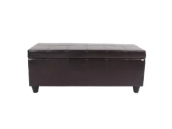 Clearance MCW Aufbewahrungs-Truhe Kriens Leder/Kunstleder 112x45x45cm Braun