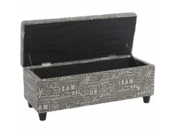 Online MCW Aufbewahrungs-Truhe Kriens Stoff/Textil 45x114x45cm Schriftzug Grau