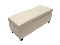 Outlet MCW Aufbewahrungs-Truhe Kriens Leder/Kunstleder 112x45x45cm Creme