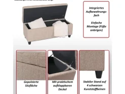 MCW Aufbewahrungs-Truhe Kriens Stoff/Textil 45x114x45cm