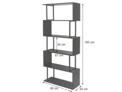 New MCW Bücherregal A27 5 Ebenen -Optik Metall Weiß Eiche