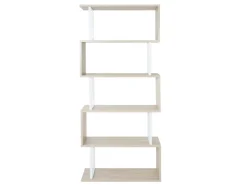 New MCW Bücherregal A27 5 Ebenen -Optik Metall Weiß Eiche