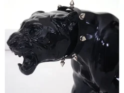 MCW Deko Figur Panther mit Halsband mit Halsband Schwarz Hochglanz