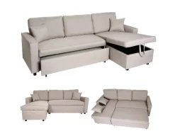 Discount MCW Ecksofa mit Bettkasten L17 Beige