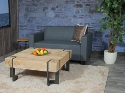 Outlet MCW 2er Sofa Moncalieri Kunstleder Dunkelgrau