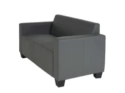 Outlet MCW 2er Sofa Moncalieri Kunstleder Dunkelgrau