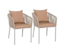 MCW 2er-Set Gartenstuhl N41 Kissen Taupe
