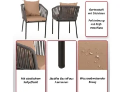 MCW 2er-Set Gartenstuhl N41 Kissen Taupe