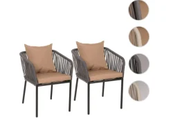 MCW 2er-Set Gartenstuhl N41 Kissen Taupe