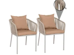 MCW 2er-Set Gartenstuhl N41 Kissen Taupe