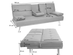 Hot MCW 3er-Sofa F60 Textil Dunkelgrau