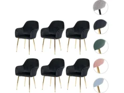 Best MCW Esszimmerstuhl F18 6er-Set Samt Goldene Beine Schwarz
