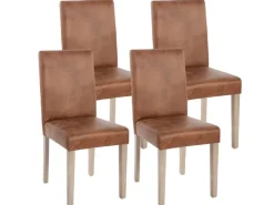 Best MCW Esszimmerstuhl Littau Textil 4er-Set Textil Wildlederimitat Beine Struktur - Eiche Braun